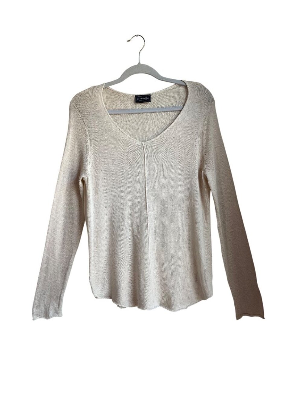 Wooden Ships Paola Buendia S/M Lightweight VNeck Sweater Beige Cotton Bl Coastal - Picture 2 of 11